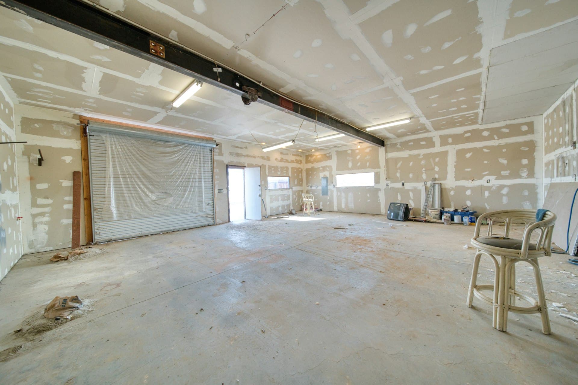 Hang, tape and mud to a flat, paint-ready finish.